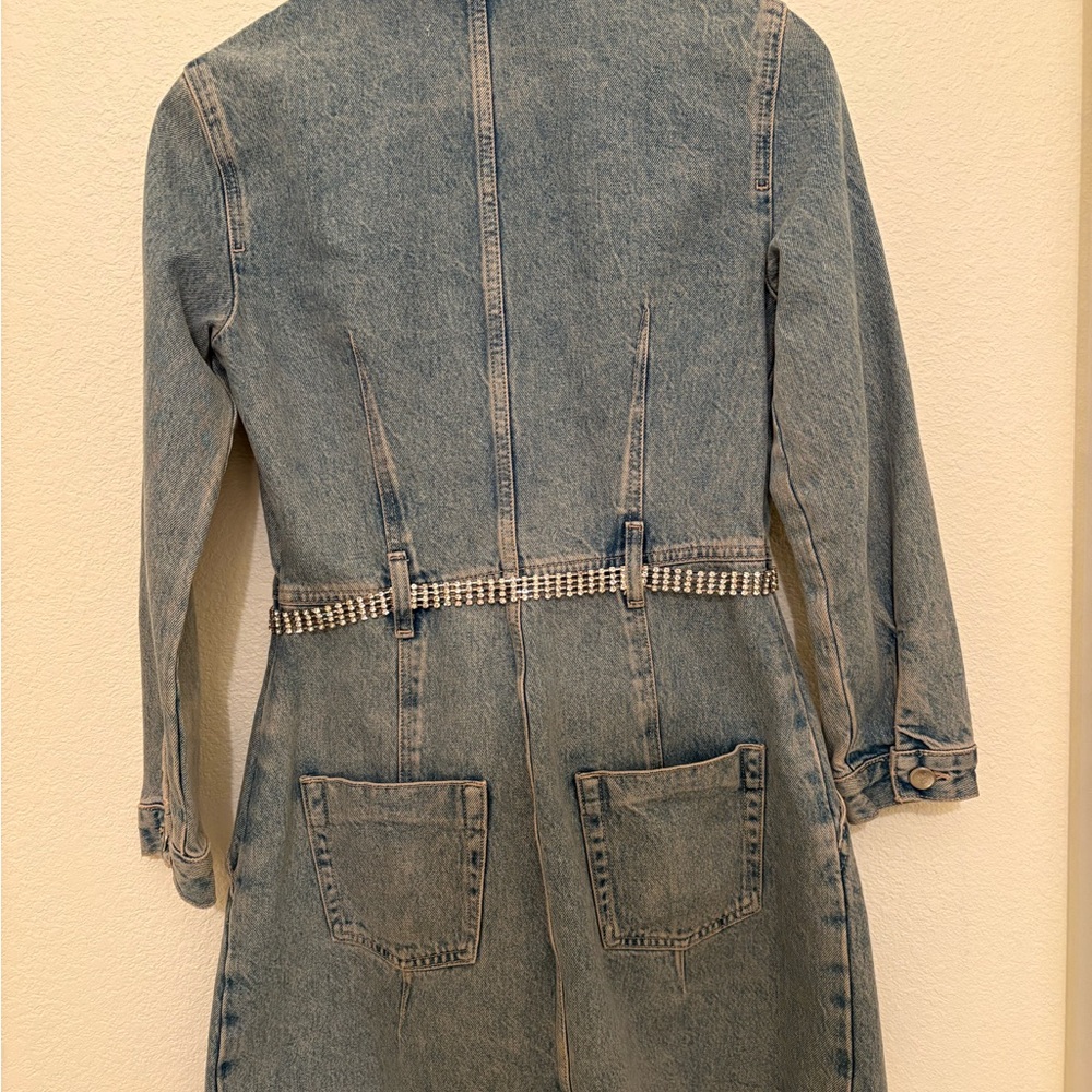 Zara Blue Denim Belted Jacket - Picture 2 of 4